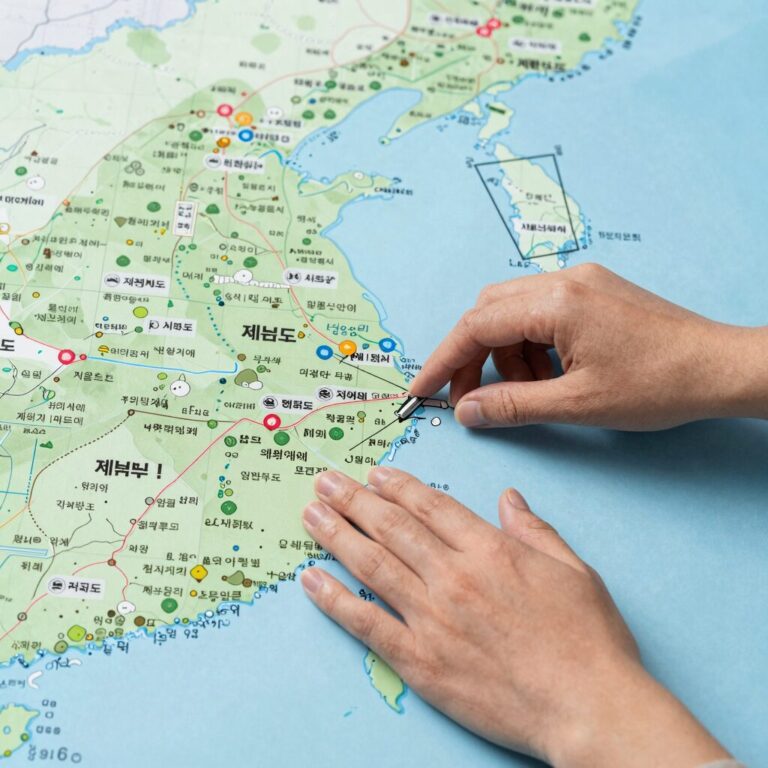 제주도 지도와 도움의 손길을 표현한 이미지