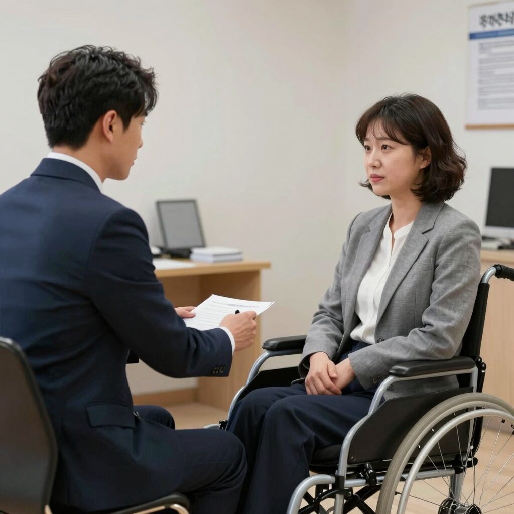 장애인과 변호사가 상담하는 모습