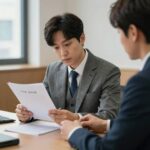 한부모가 변호사와 상담하며 법률 서류를 확인하는 모습