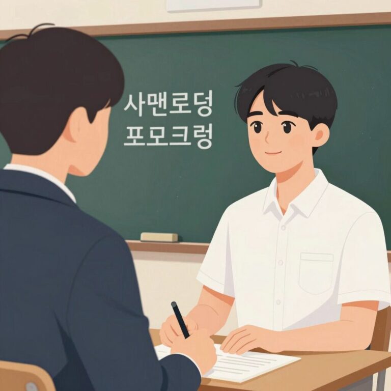 사회리더 대학생 멘토링 프로그램에서 멘토 선택을 고민하는 대학생 일러스트