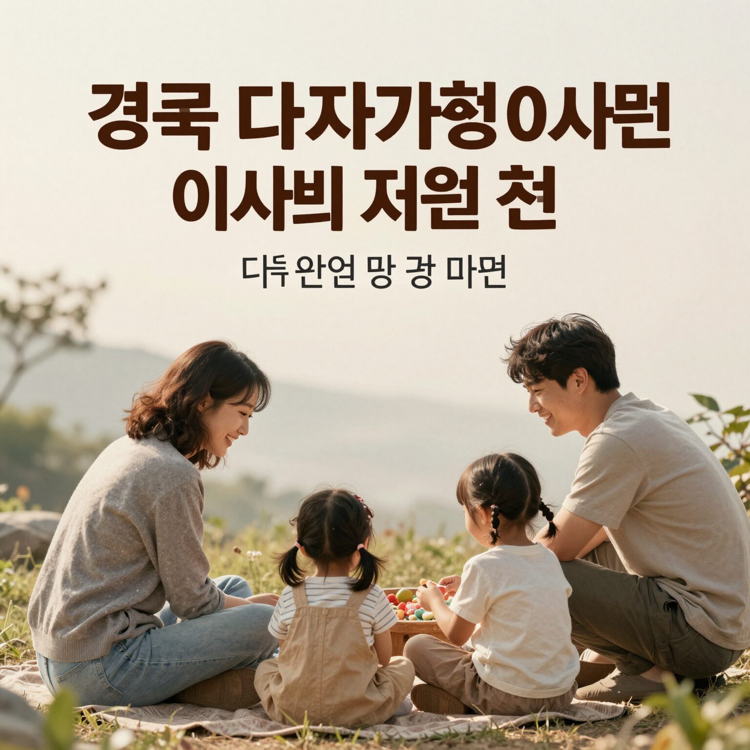 경북 다자녀 가정 이사비 지원 사업 설명과 가족이 함께 웃는 이미지