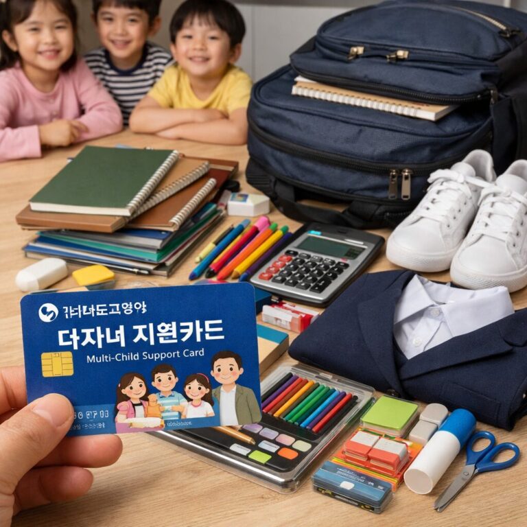경상남도교육청 다자녀 지원카드와 입학준비물품 예시