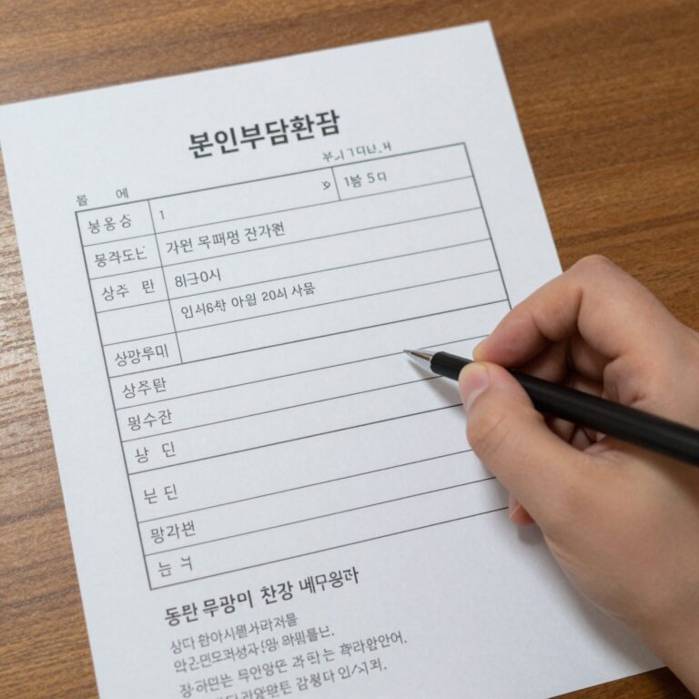 산후도우미 본인부담금 환급 신청에 필요한 서류들인 영수증, 통장사본, 주민등록초본, 신분증이 책상 위에 놓여 있는 모습