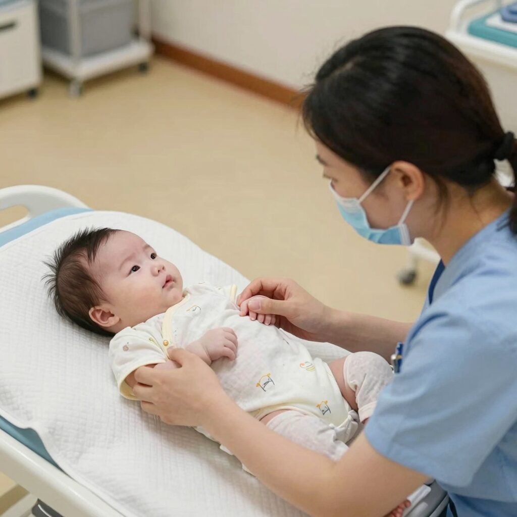 산모와 신생아를 돌보는 산후도우미의 모습, 따뜻한 분위기