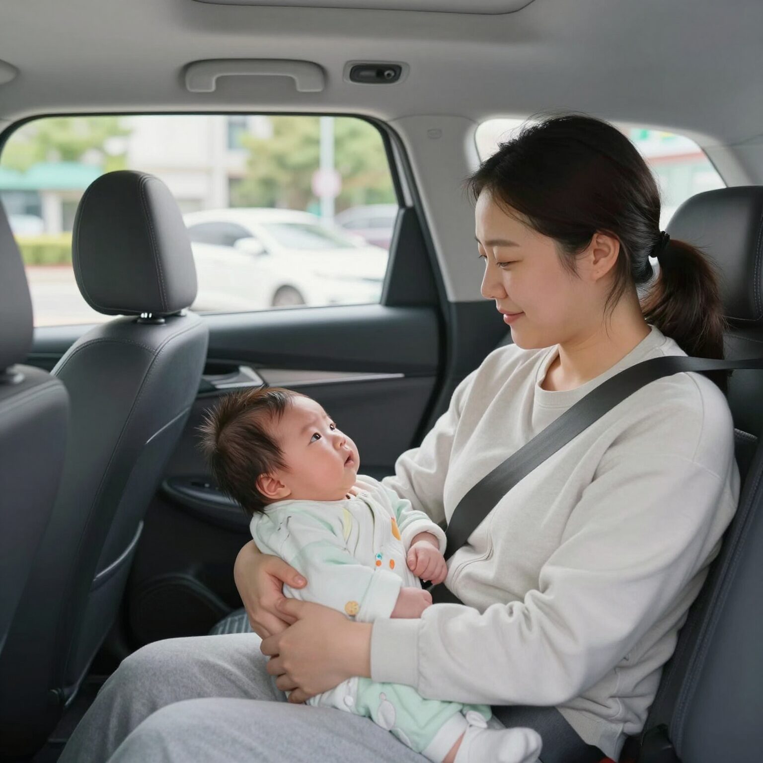 분만취약지 임산부가 택시를 타고 병원으로 이동하는 모습을 상징하는 이미지