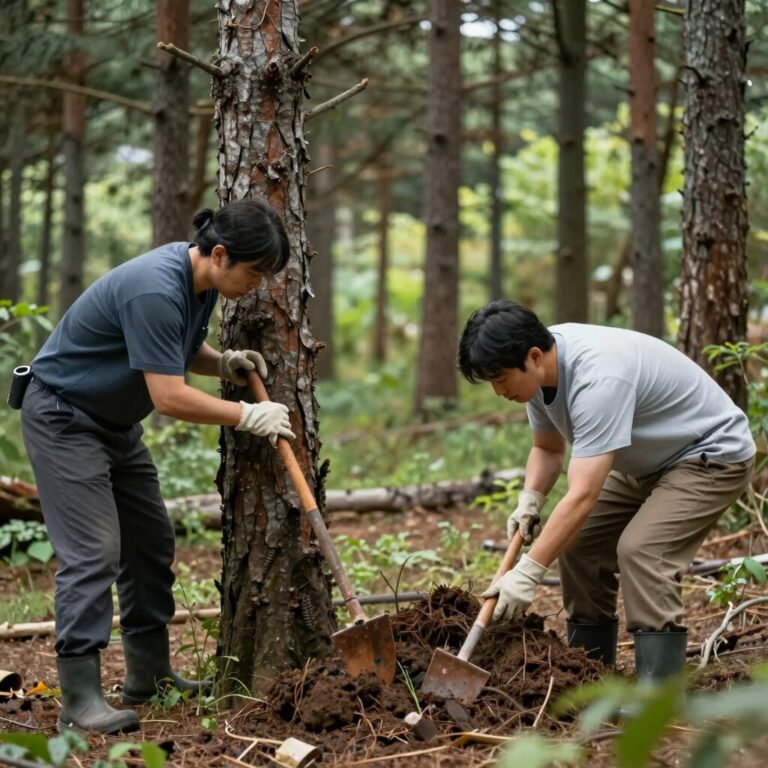 공공산림관리단이 숲가꾸기 작업을 하는 모습