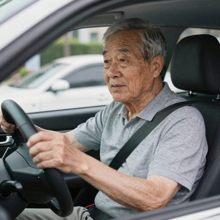 고령운전자가 안전하게 운전하는 모습을 상징하는 이미지