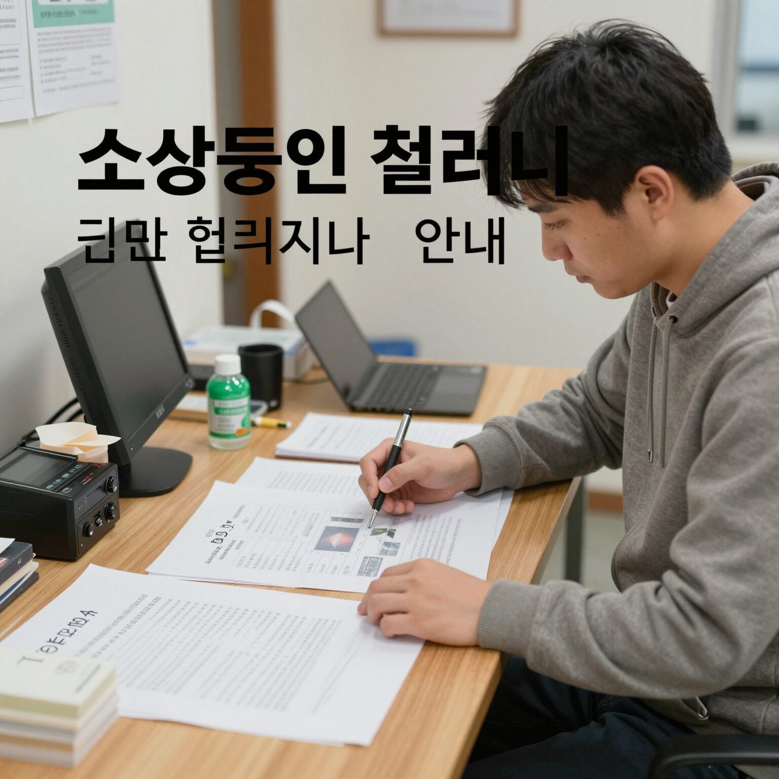 소상공인 점포 철거비 지원 안내와 서류 준비하는 모습