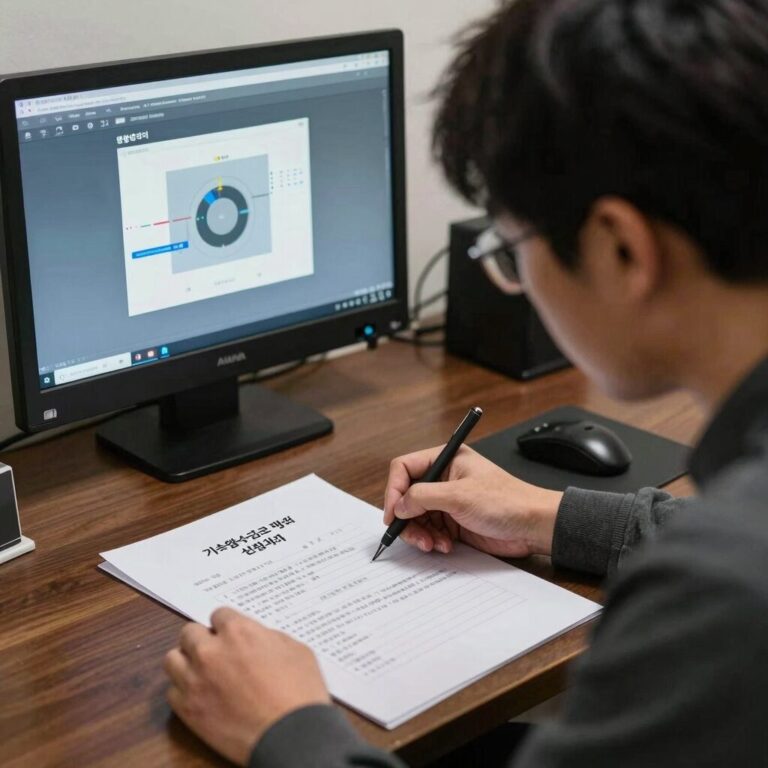 기초생활수급자가 TV 수신료 면제 신청서를 작성하는 모습