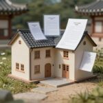 국가유공자 부동산 취득세 감면을 상징하는 집 모형과 문서 이미지