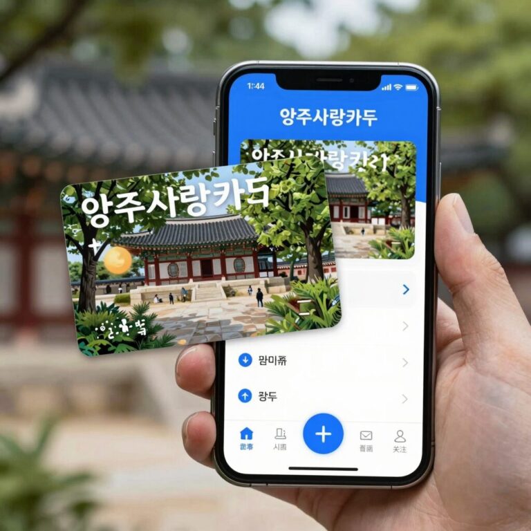 양주사랑카드 실물 카드와 스마트폰 앱 화면
