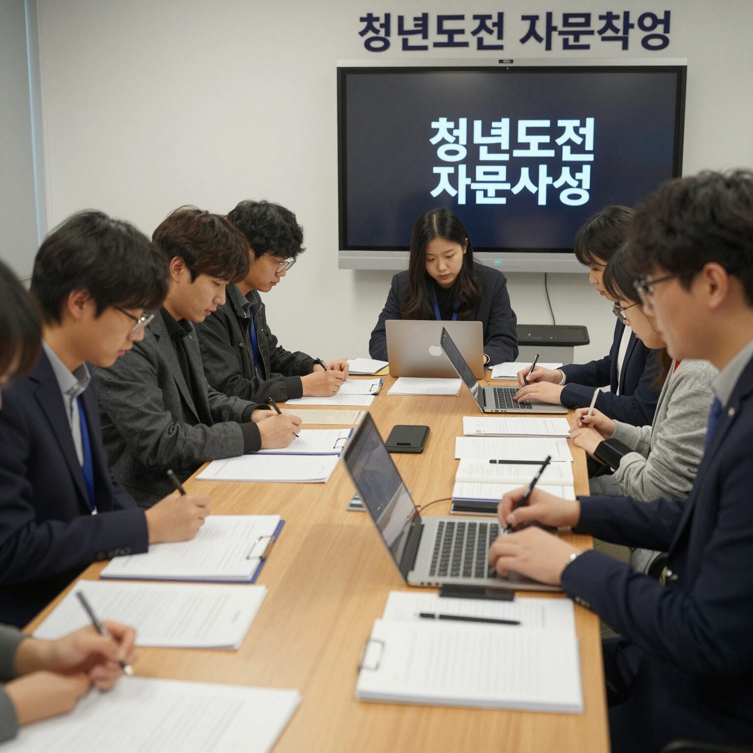 청년도전 지원사업 참여자들이 프로그램 이수 후 취업과 창업 경험을 공유하는 모습