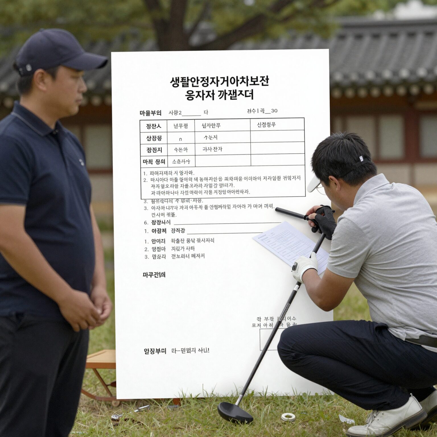 캐디가 생활안정자금 이차보전 융자 신청서를 작성하는 장면
