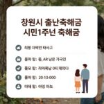 창원시 출산축하금과 시민1주년 축하금 안내 표