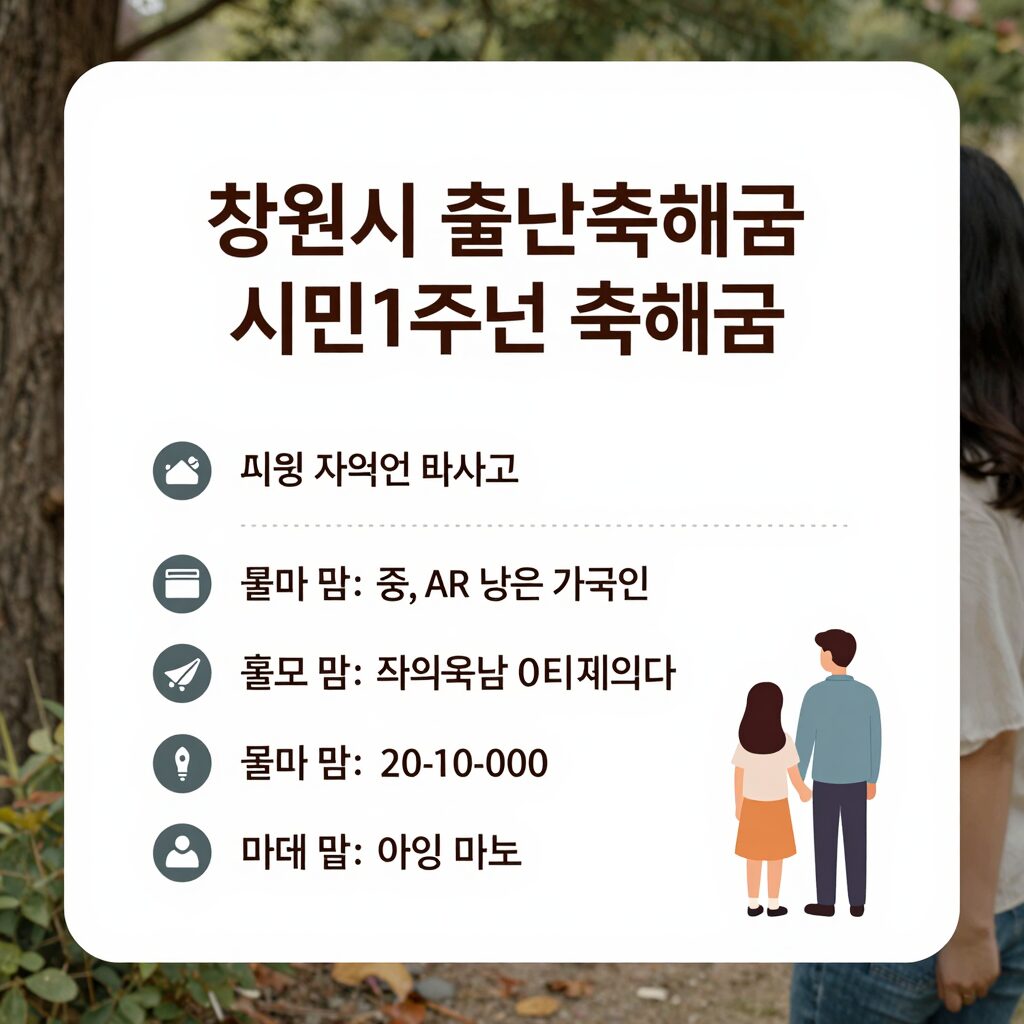 창원시 출산축하금과 시민1주년 축하금 안내 표