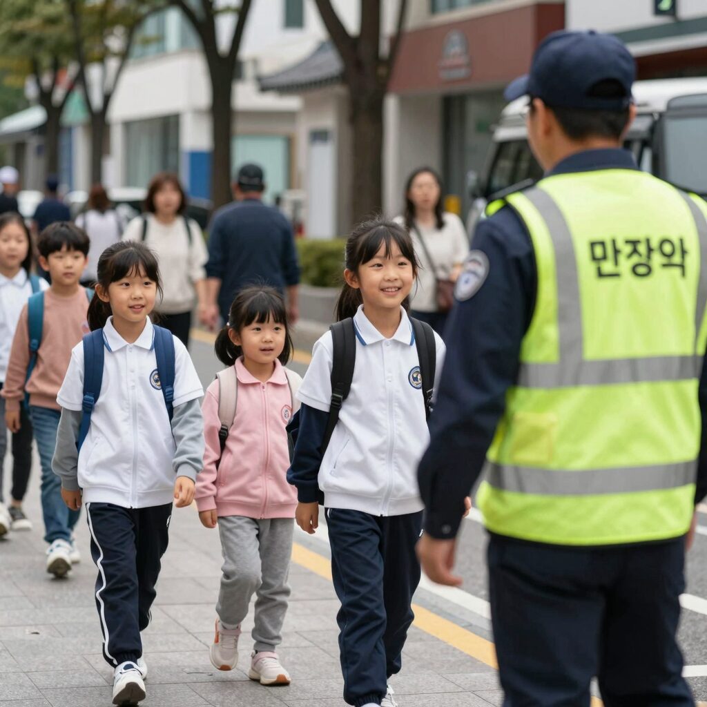 아동안전지킴이 활동 모습, 아이들의 등하굣길을 지키는 교통안전지도사
