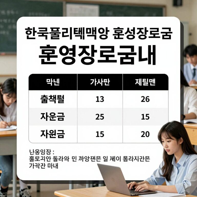 한국폴리텍대학 훈련장려금 안내 포스터 이미지, 출석률과 지원금 계산법을 설명