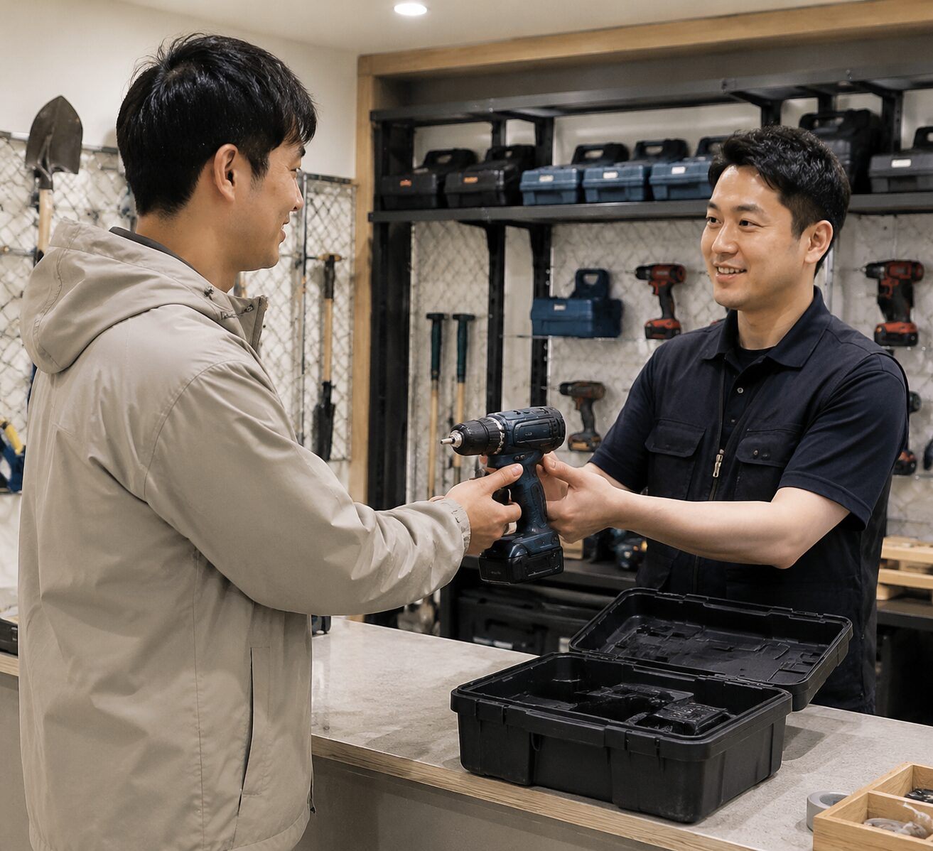 광진구 생활공구 무료대여 서비스로 전동드릴과 공구를 대여하는 모습