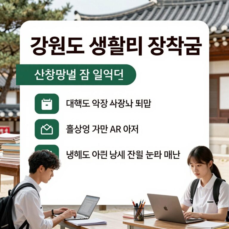 강원도 도내 대학생 생활비 장학금 신청 방법과 일정을 정리한 인포그래픽 이미지