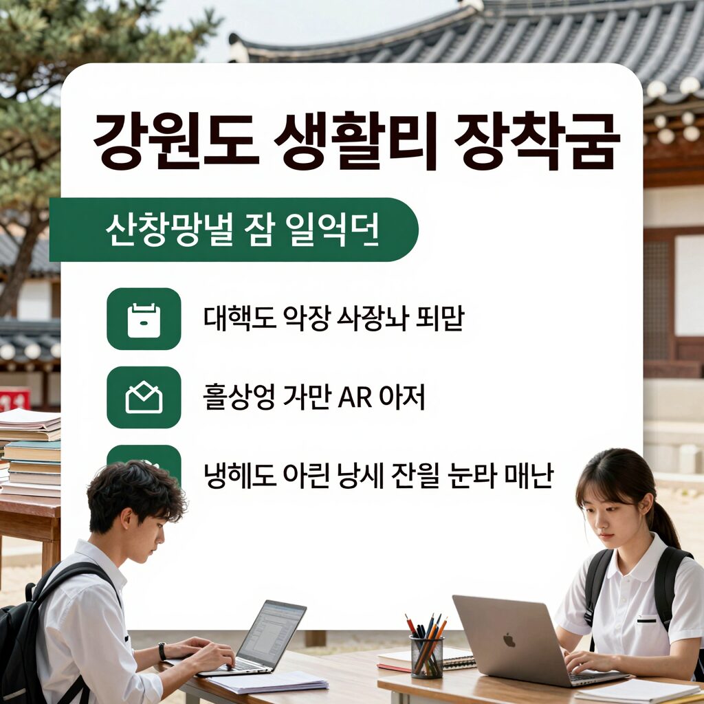 강원도 도내 대학생 생활비 장학금 신청 방법과 일정을 정리한 인포그래픽 이미지
