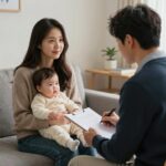 난임 부부와 임산부가 심리상담을 받는 장면을 표현한 이미지