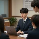 취업날개 서비스 꿀팁 취업날개 서비스에서 면접정장을 고르는 청년의 모습