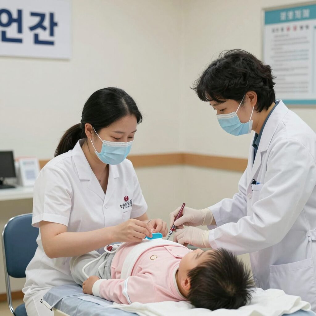 연천군 보건소에서 임산부 산전검사를 받는 모습