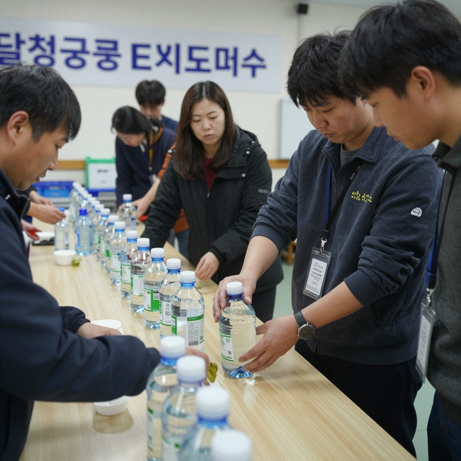 달성군 EM 보급소에서 주민이 빈 생수통을 들고 EM을 받는 모습