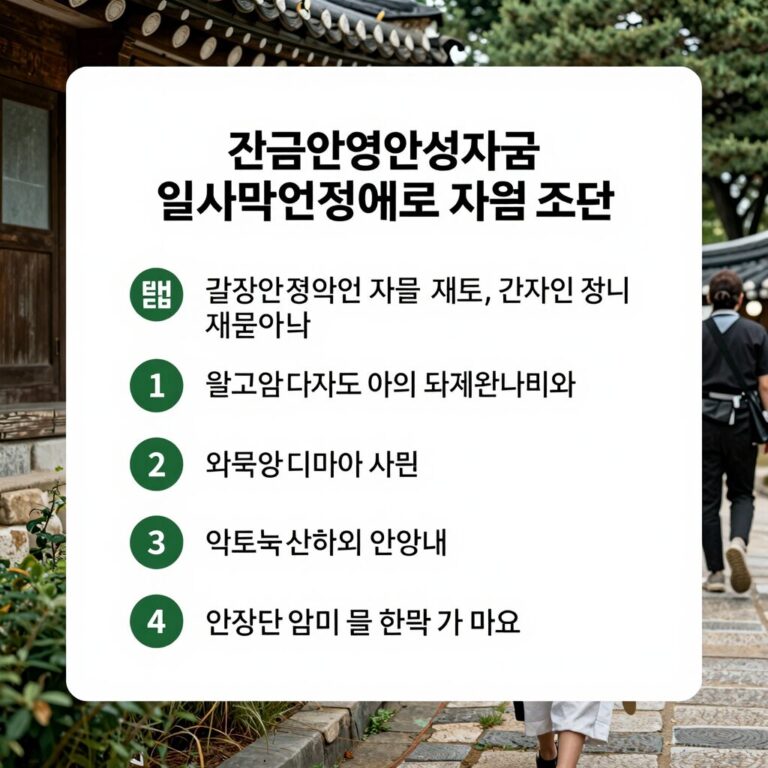 긴급경영안정자금 재해 일시적경영애로 지원 조건과 신청 방법을 설명하는 안내 이미지