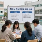 저소득 한부모가족 지원 정책 안내 표와 신청 장면