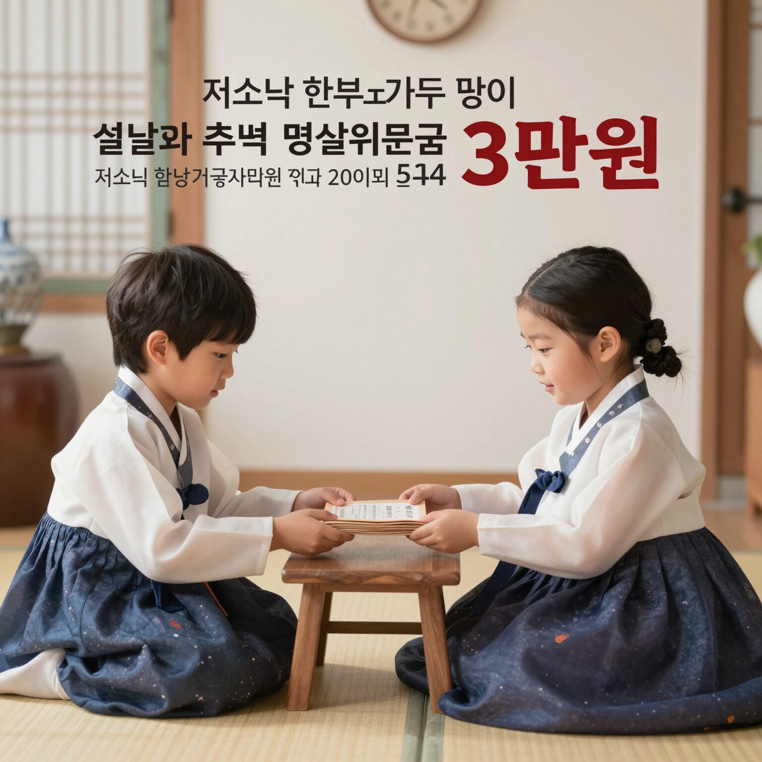 저소득 한부모 가정이 설날과 추석에 명절위문금 3만원을 지원받는 이미지