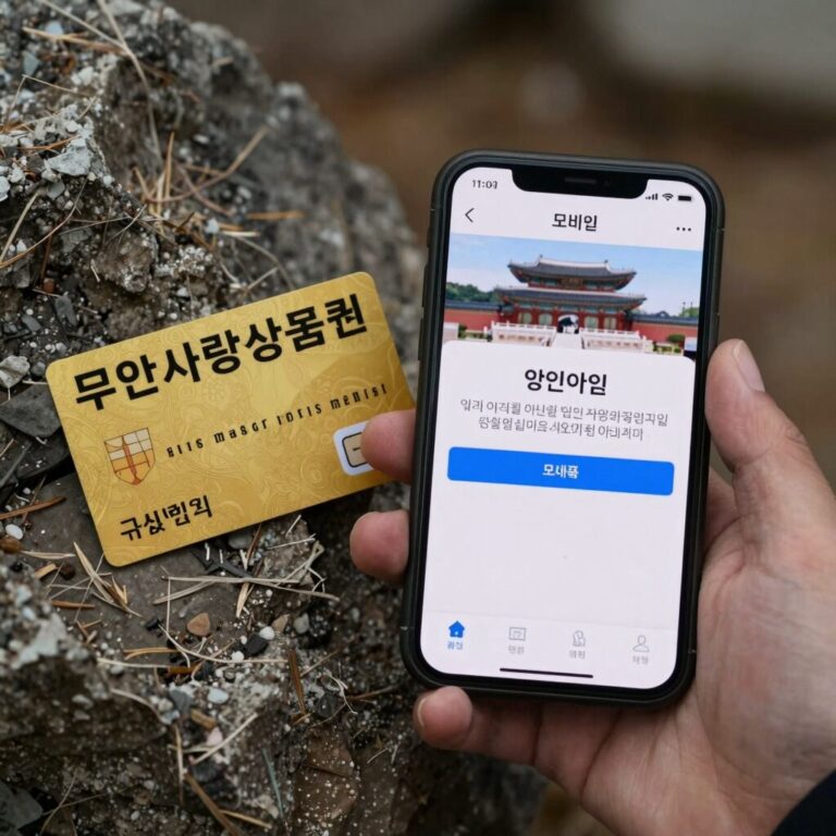 무안사랑상품권 카드와 모바일 앱 사용 이미지