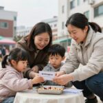 결식아동 급식지원 카드를 사용하는 아이와 부모의 모습