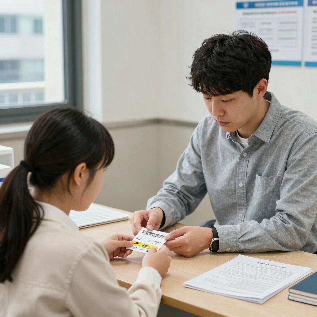 아동청소년 심리지원서비스 바우처 신청 단계: 검사, 주민센터 방문, 카드 수령, 상담 시작