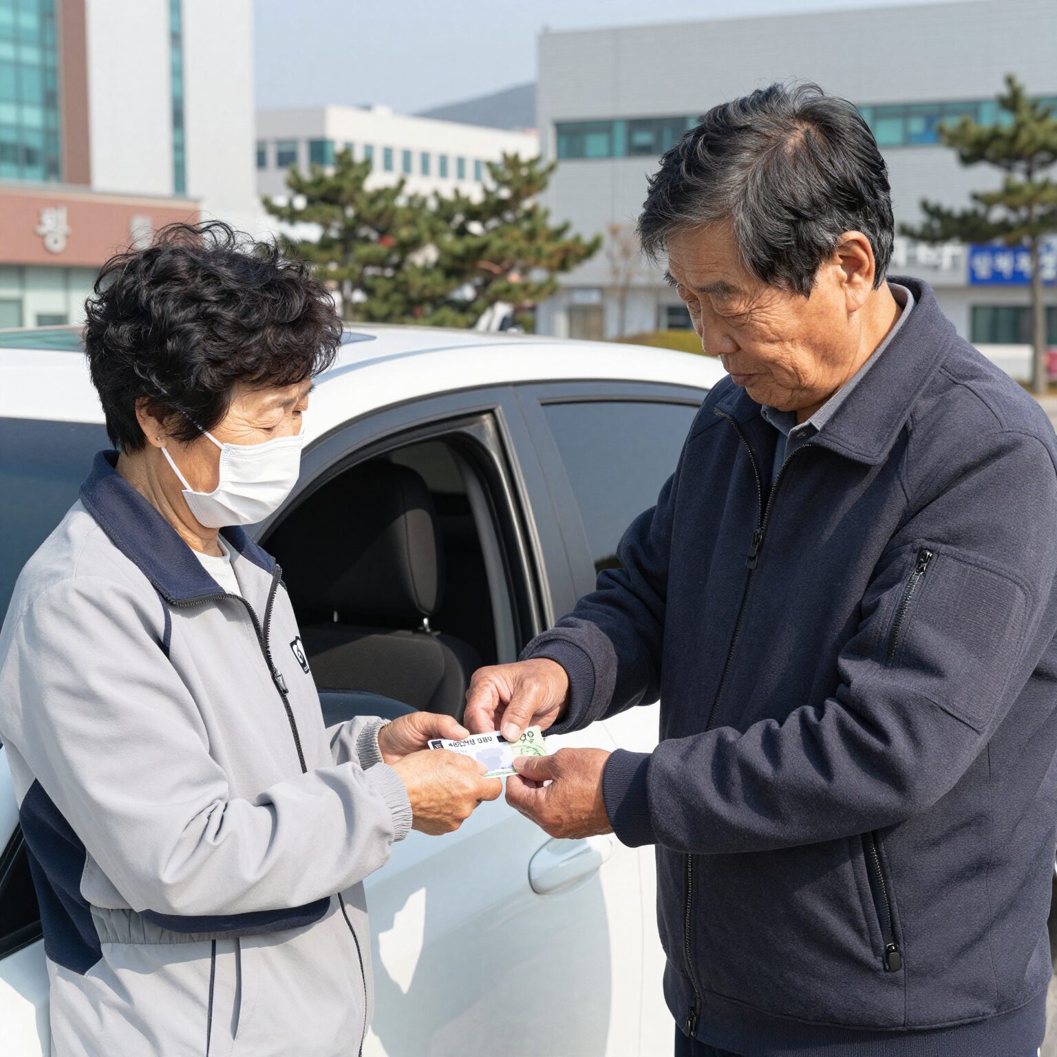 만65세 이상 고령운전자가 운전면허증을 자진반납하고 인천e음카드를 받는 모습