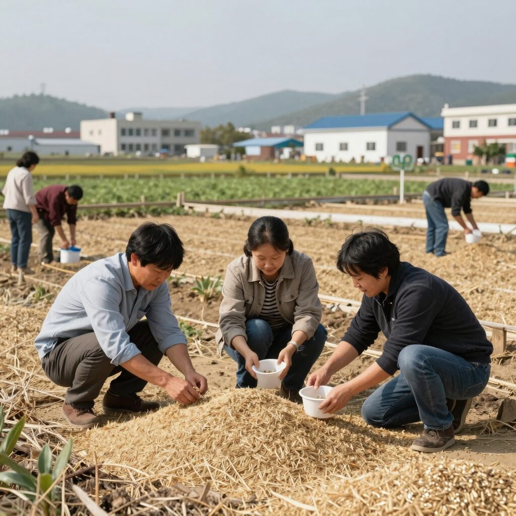 조사료 종자 구입 지원 이미지: 다양한 사료작물 종자와 재배되는 농장 모습