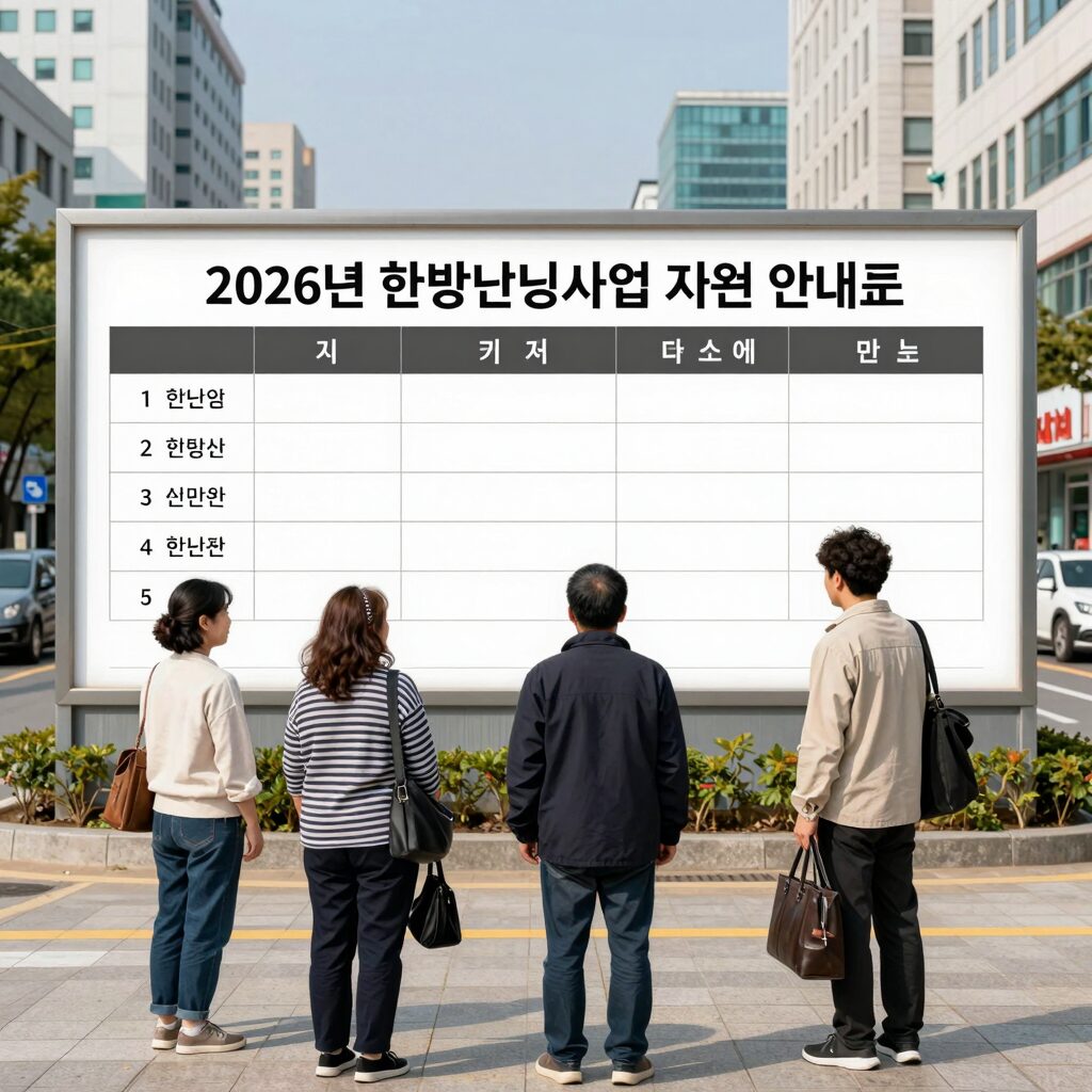 한방난임사업 지원 이미지: 2026년 지역별 한방난임 지원 사업 안내표