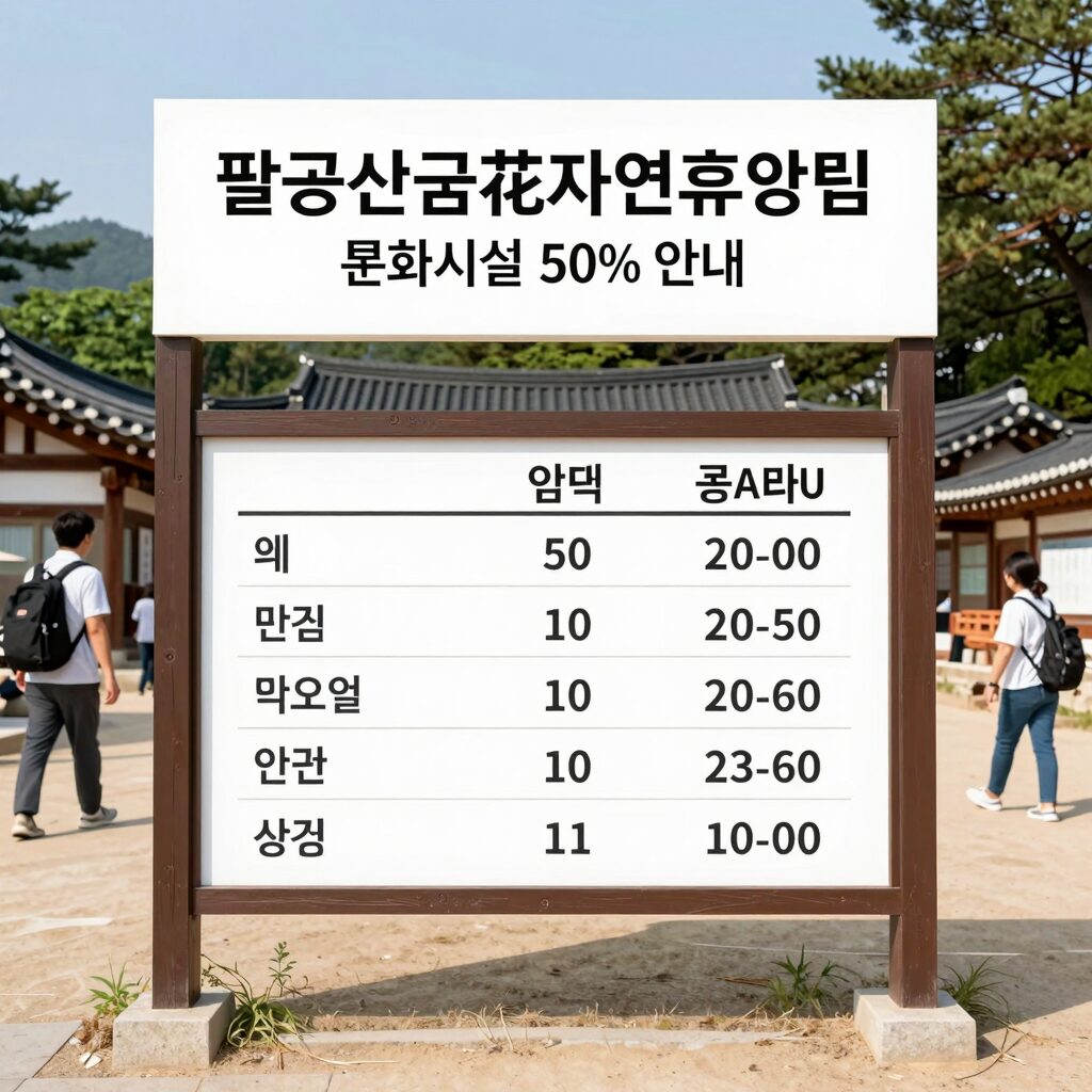 팔공산금화자연휴양림 문화시설 이용요금 50% 감면 혜택 안내