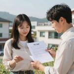 울주군 신혼부부가 집 계약 서류를 보며 대출이자 지원 혜택을 확인하는 모습
