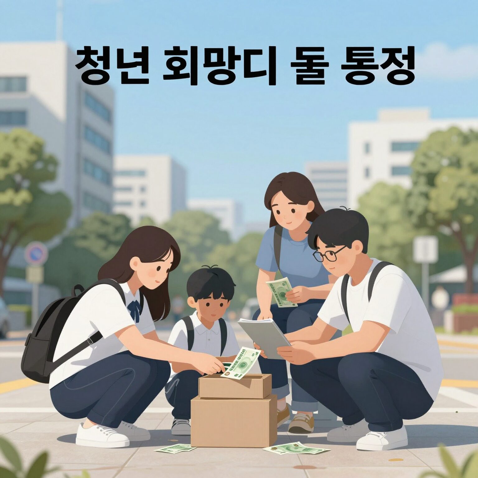 청년 희망디딤돌 통장 저축 매칭을 표현한 일러스트