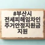 부산 전세피해 155만원 지원금 신청 부산시 전세피해임차인 주거안정지원금 지원