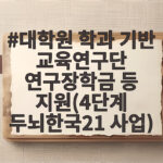 대학원 연구장학금 4단계 두뇌한국21 대학원 학과 기반 교육연구단 연구장학금 등 지원(4단계 두뇌한국21 사업)