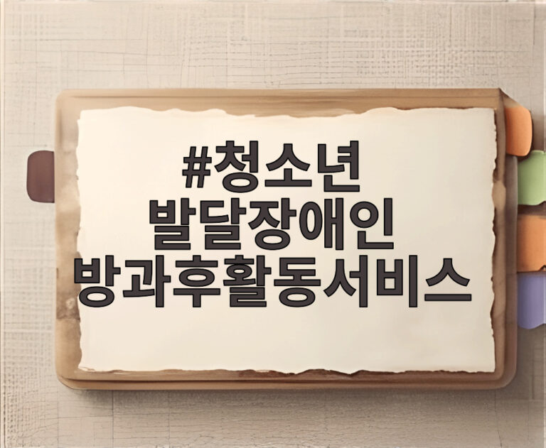 청소년 발달장애인 방과후활동서비스