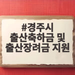 경주시 출산축하금 및 출산장려금 지원