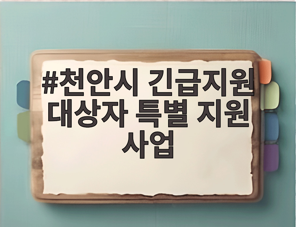 천안시 긴급지원 대상자 특별 지원 사업